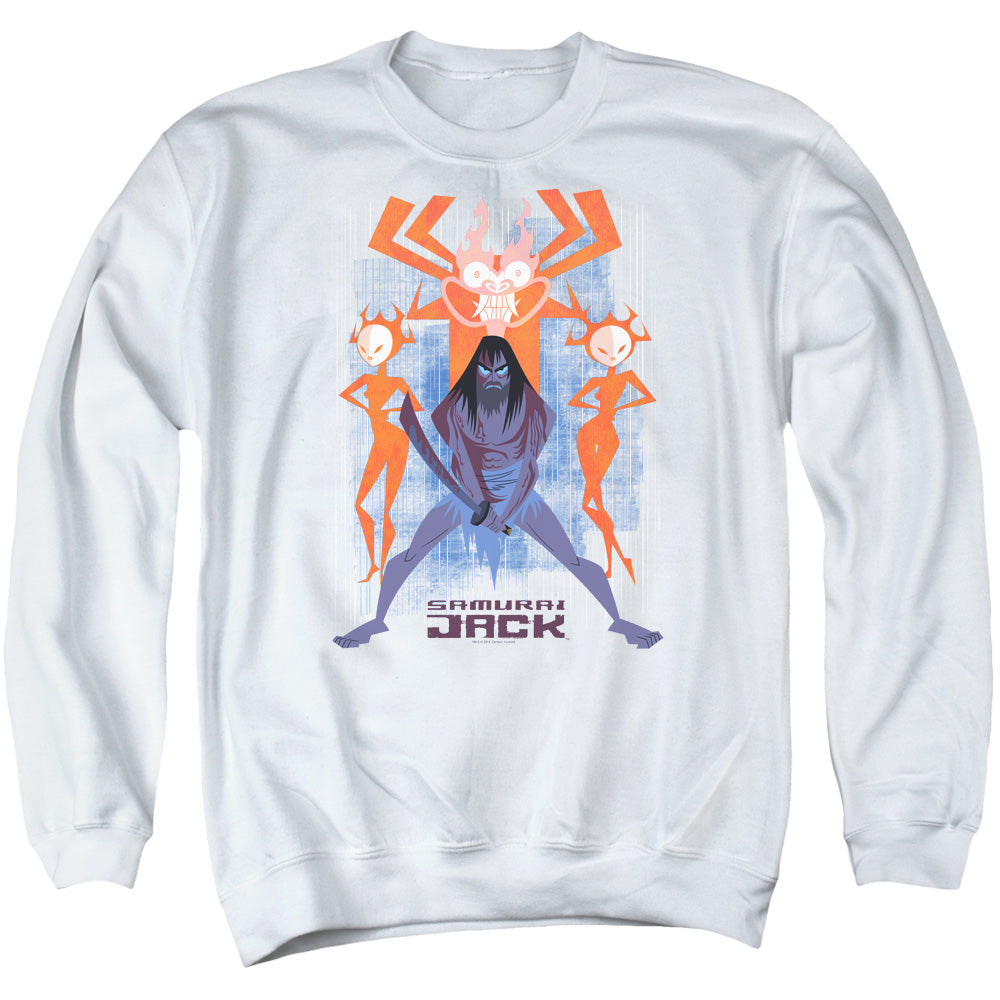 Samurai Jack Jack Vs Evil Mens Crewneck Sweatshirt White Officially Licensed