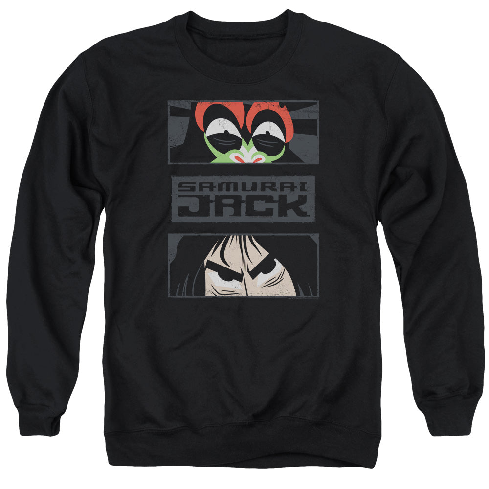 Samurai Jack Stare Down Mens Crewneck Sweatshirt Black Officially Licensed
