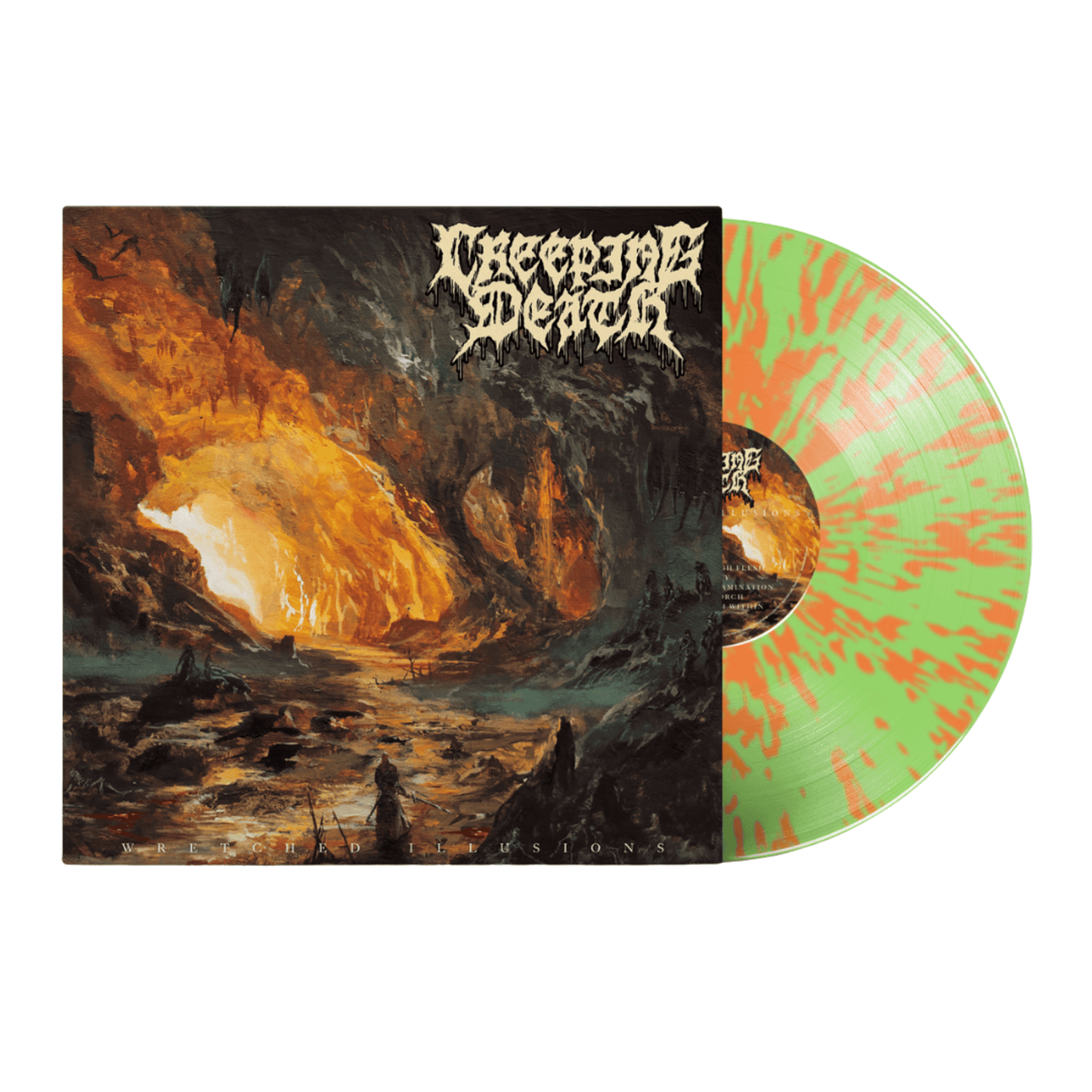 Creeping Death - "Wretched Illusions" Glow In The Dark Splatter Vinyl