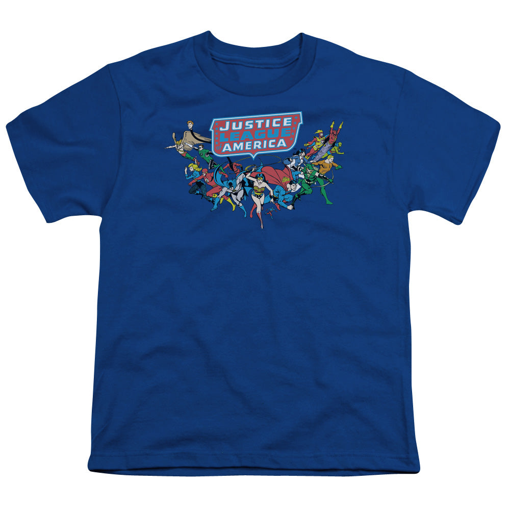 DC Comics Here They Come Kids Youth T Shirt Royal Blue Officially Licensed