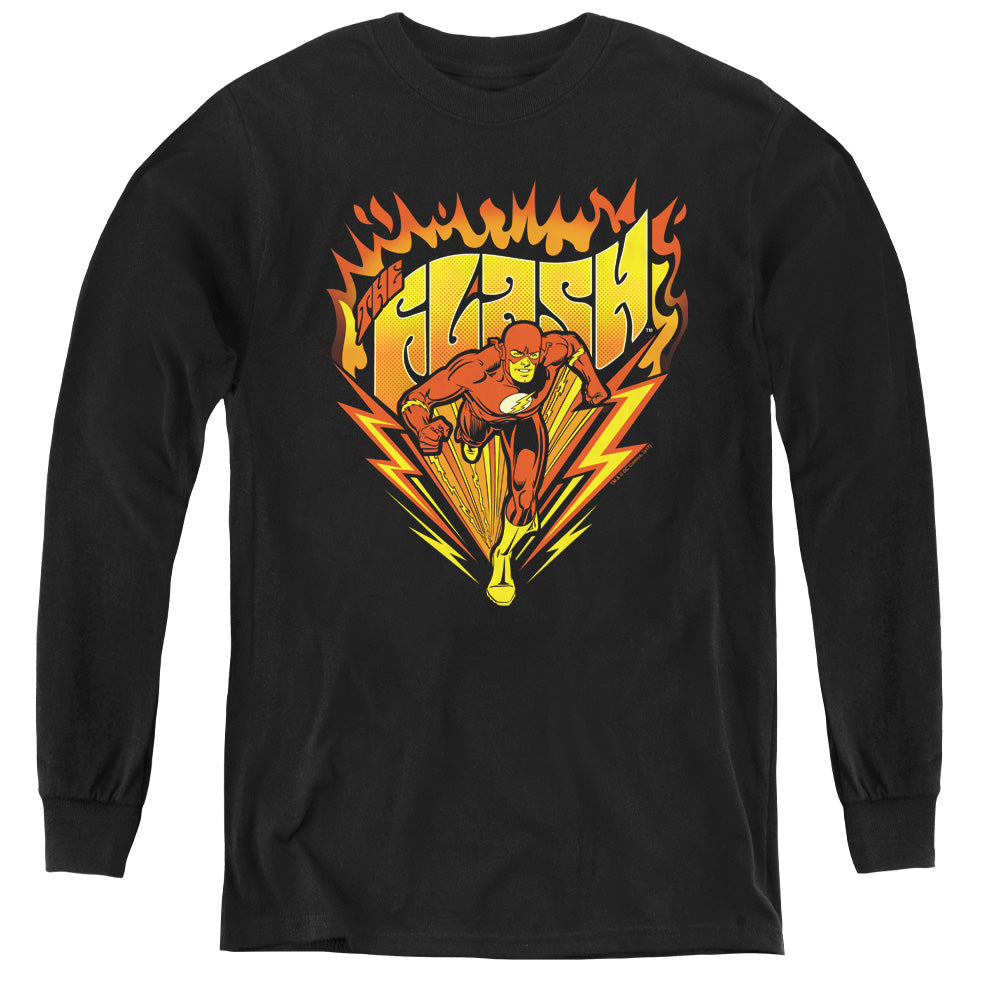 DC Comics Flash Blazing Speed Long Sleeve Kids Youth T Shirt Black Officially Licensed
