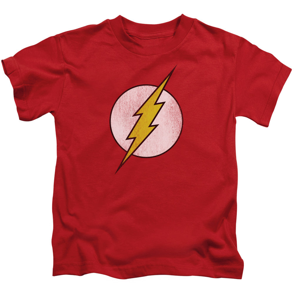 DC Comics Flash Flash Logo Distressed Juvenile Kids Youth T Shirt Red Officially Licensed