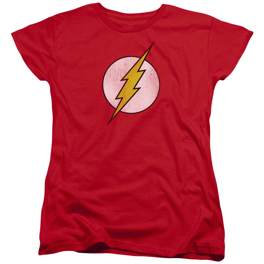 DC Comics Flash Flash Logo Distressed Womens T Shirt Red Officially Licensed