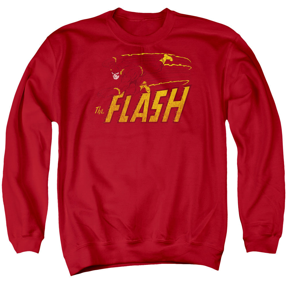 DC Comics Flash Flash Speed Distressed Mens Crewneck Sweatshirt Red Officially Licensed