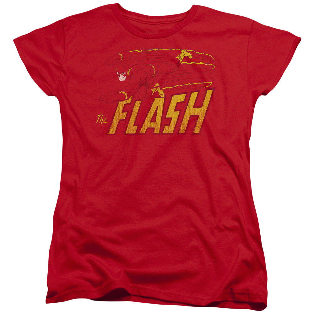 DC Comics Flash Flash Speed Distressed Womens T Shirt Red Officially Licensed