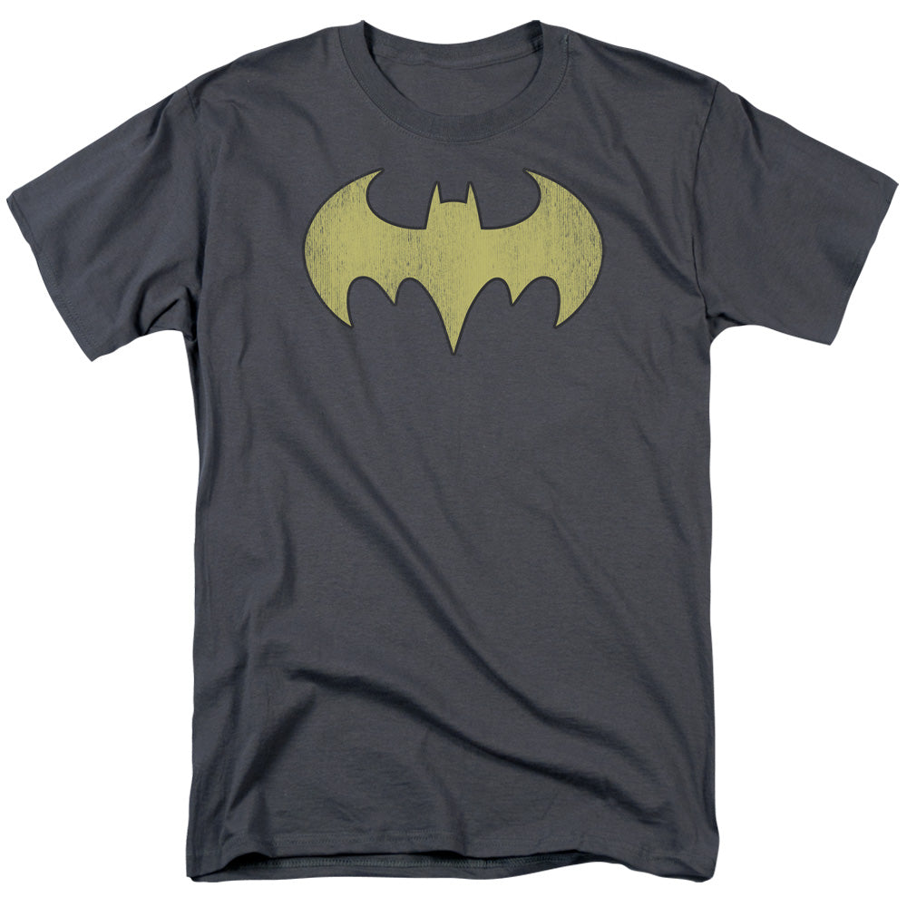 Dc Batgirl Logo Distressed Mens T Shirt Charcoal Officially Licensed
