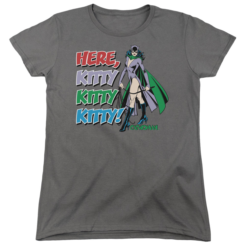 DC Comics Here Kitty Womens T Shirt Charcoal Officially Licensed