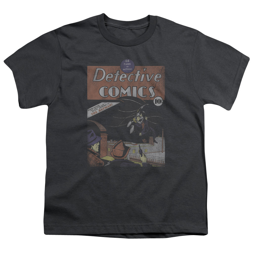 DC Comics Detective #27 Distressed Kids Youth T Shirt Charcoal Officially Licensed