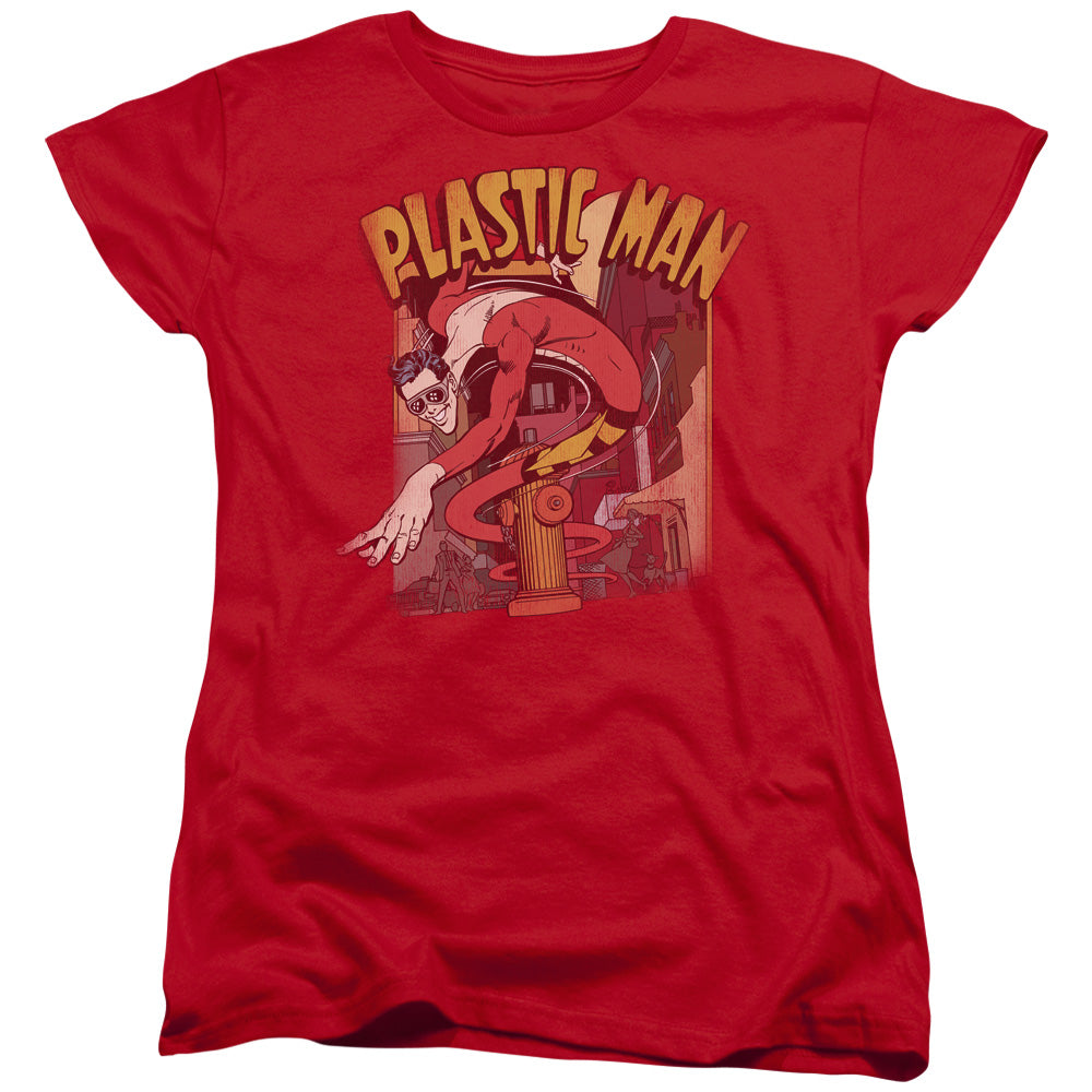 DC Comics Plastic Man Street Womens T Shirt Red Officially Licensed