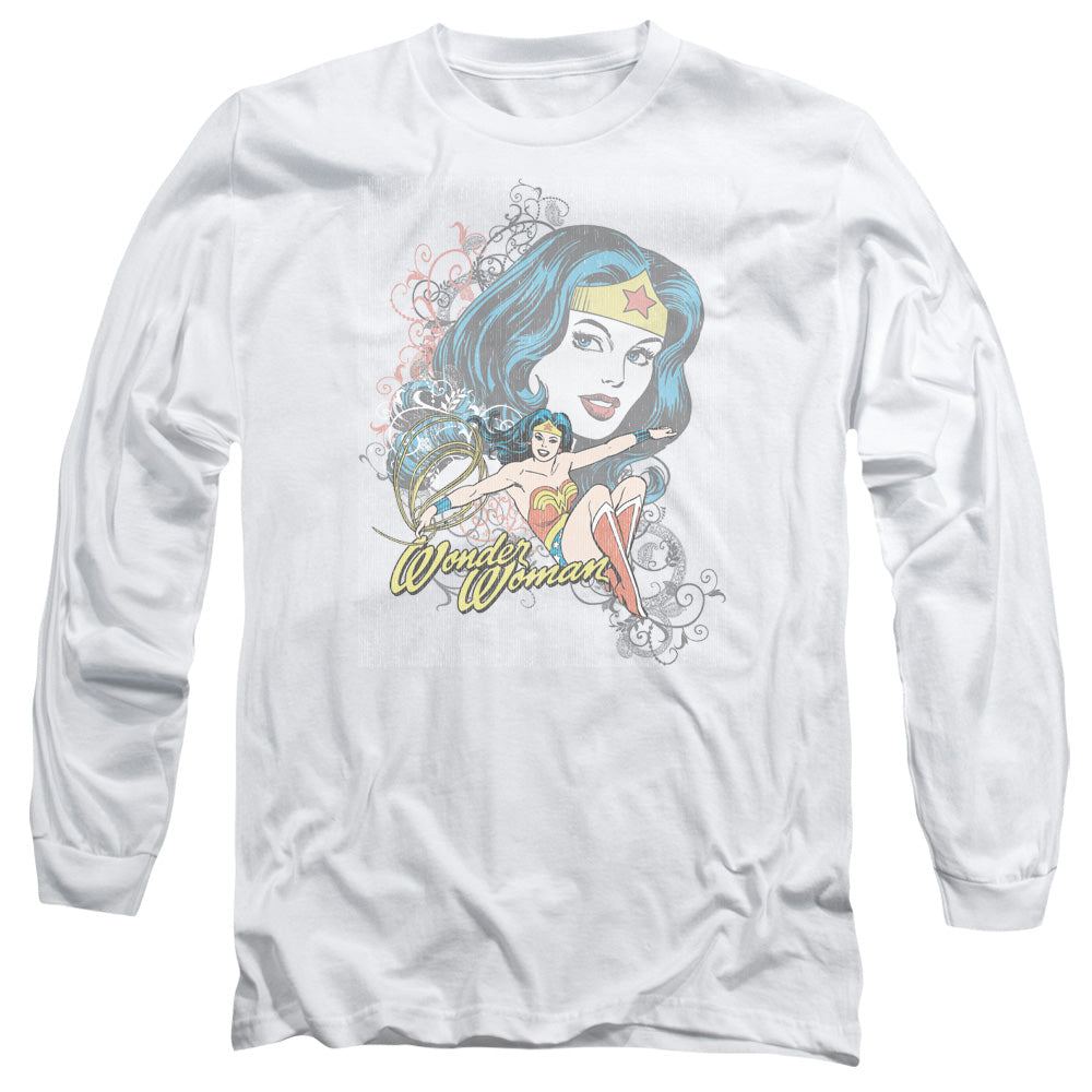 Dc Wonder Scroll Mens Long Sleeve Shirt White Officially Licensed
