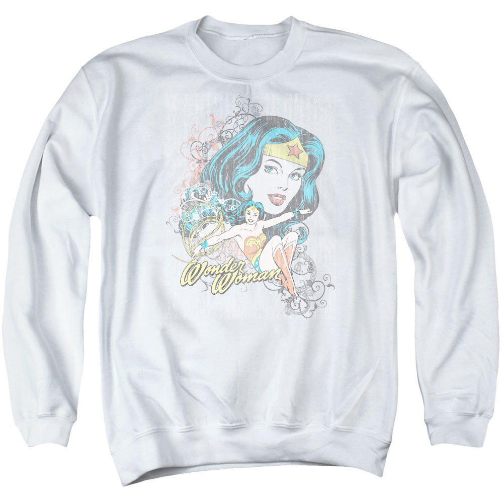 Dc Wonder Scroll Mens Crewneck Sweatshirt White