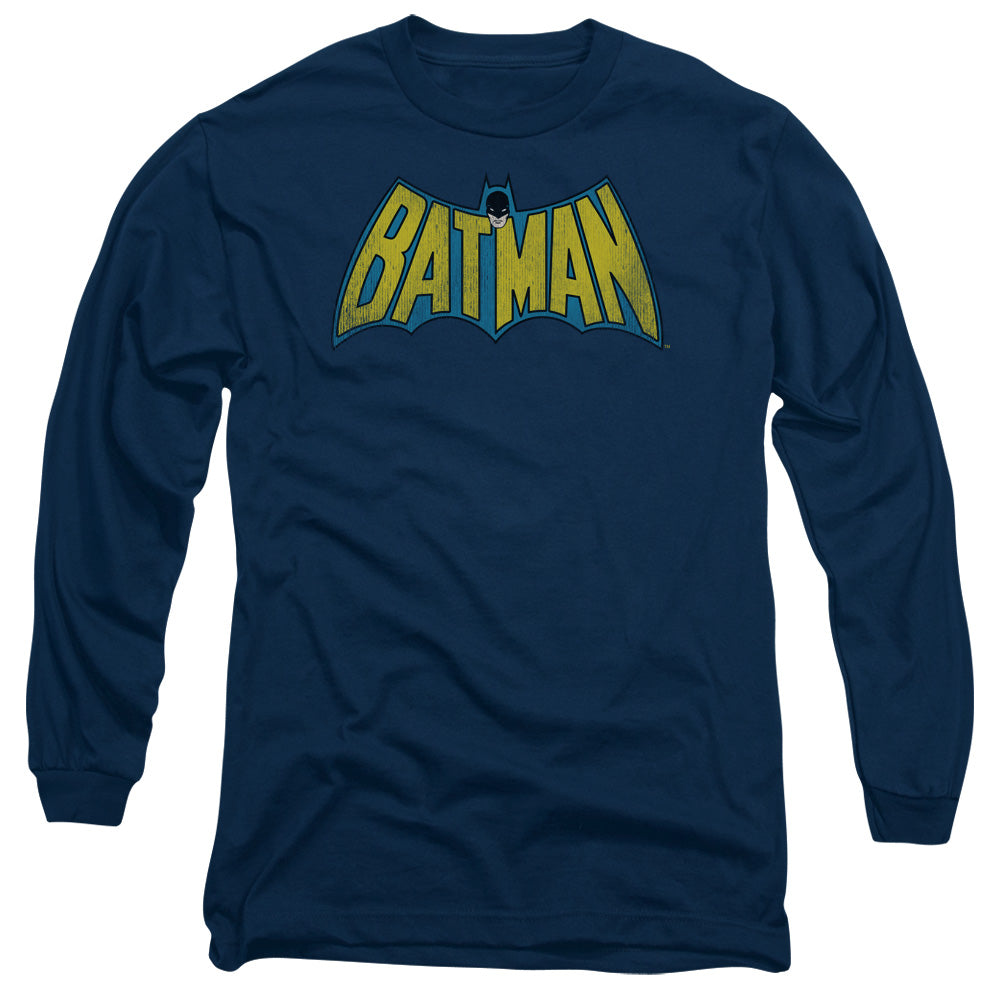 DC Comics Classic Batman Logo Mens Long Sleeve Shirt Navy Blue Officially Licensed