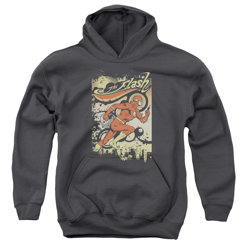 DC Comics Flash Just Passing Through Kids Youth Hoodie Charcoal Officially Licensed