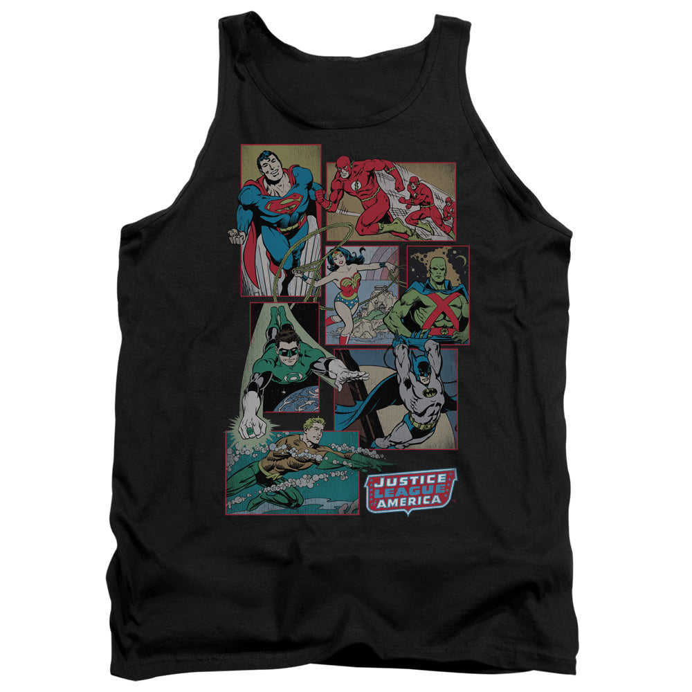 DC Comics Justice League Boxes Mens Tank Top Shirt Black Officially Licensed