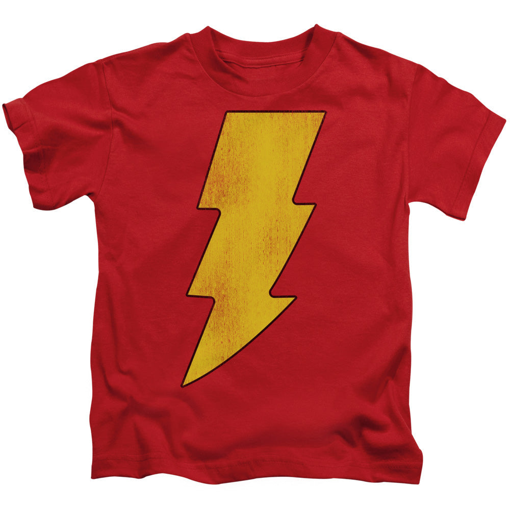 DC Comics Shazam Logo Distressed Juvenile Kids Youth T Shirt Red Officially Licensed