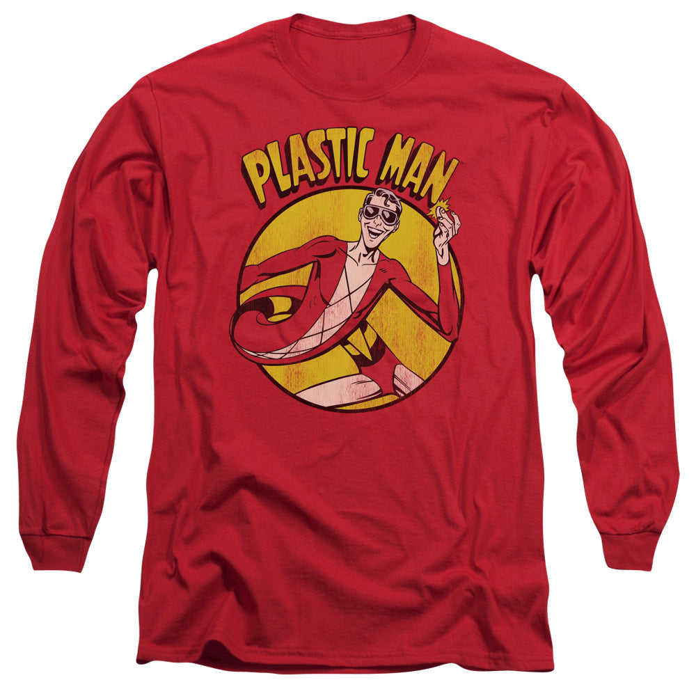 Dc Plastic Man Mens Long Sleeve Shirt Red Officially Licensed