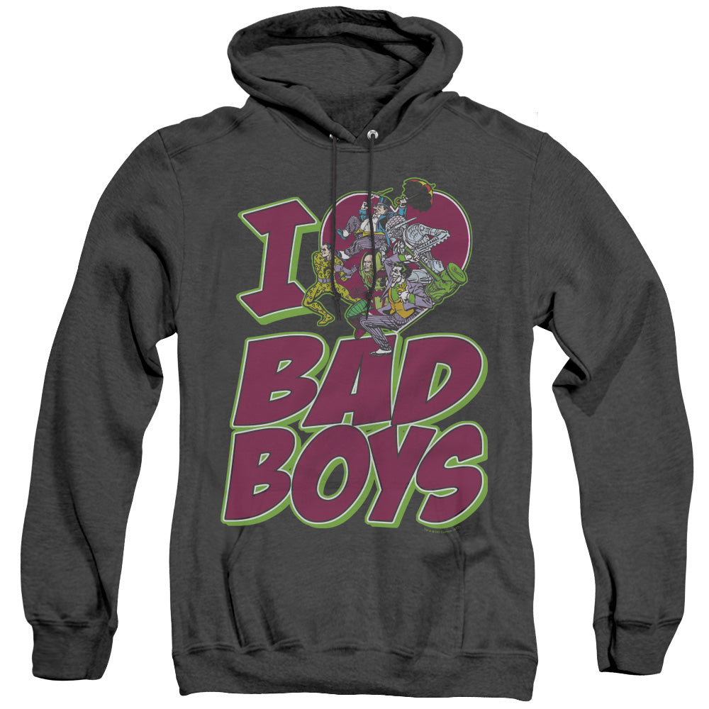 Dc I Heart Bad Boys Mens Heather Hoodie Black Officially Licensed