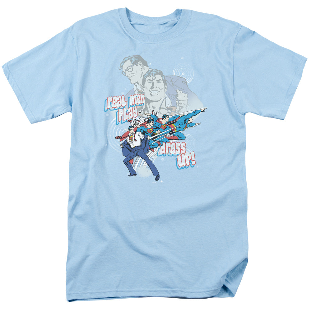 Dc Real Men Mens T Shirt Light Blue Officially Licensed