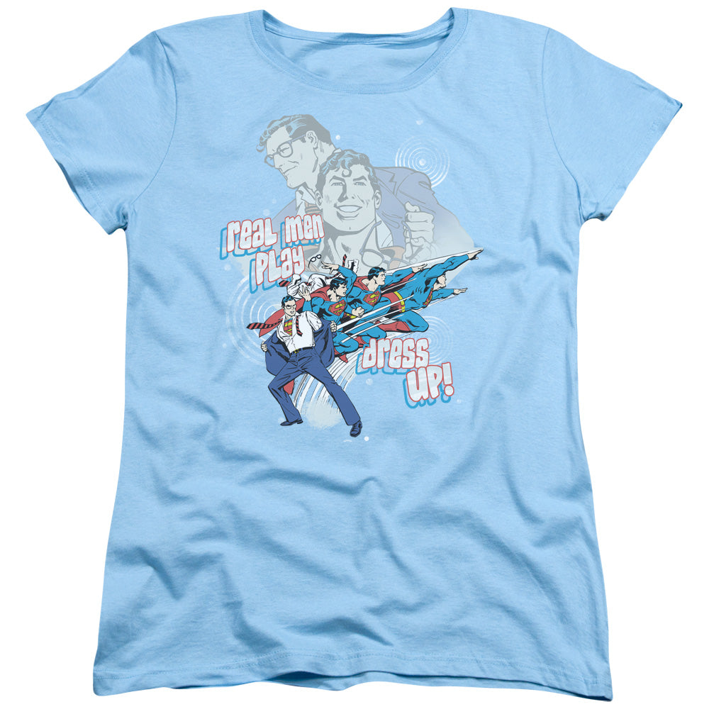 DC Comics Real Men Womens T Shirt Light Blue Officially Licensed