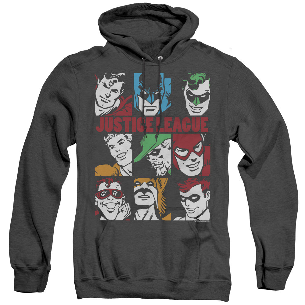 DC Comics Nine Blocks of Justice Heather Mens Hoodie Black Officially Licensed