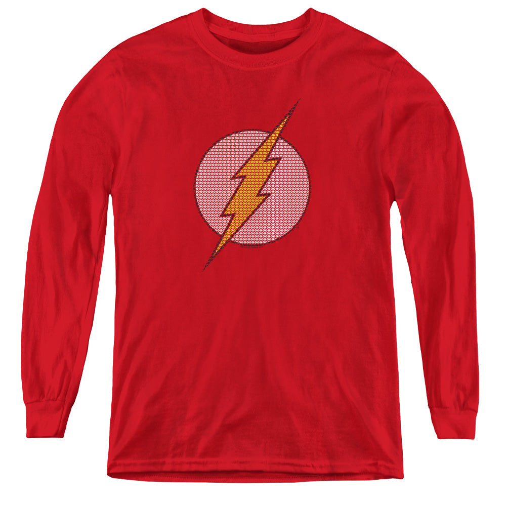 DC Comics Flash Flash Little Logos Long Sleeve Kids Youth T Shirt Red Officially Licensed
