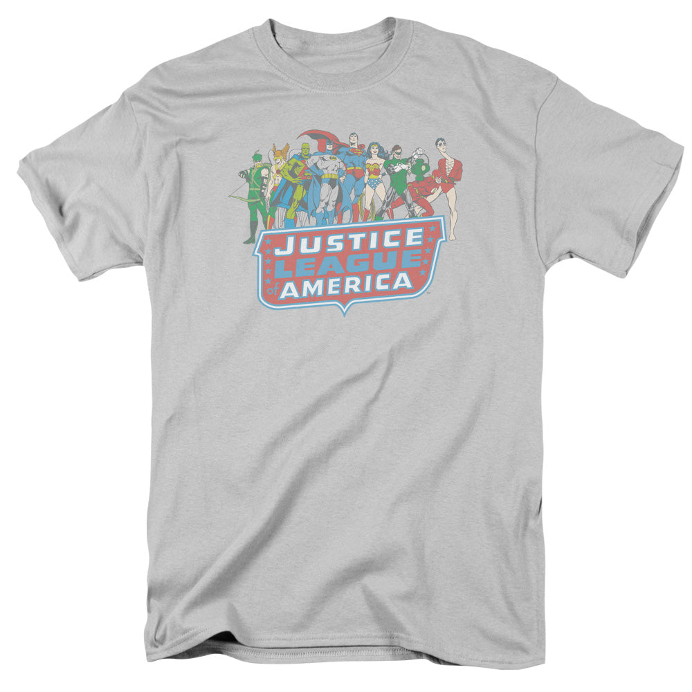 Dc Jla Lineup Mens T Shirt Silver Officially Licensed