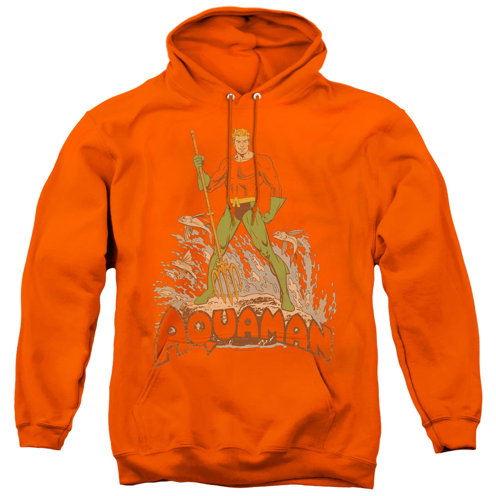 DC Comics Aquaman Distressed Mens Hoodie Orange Officially Licensed