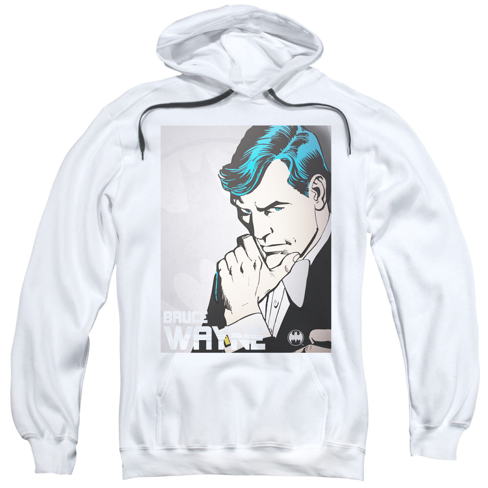 DC Comics Bruce Wayne Mens Hoodie White Officially Licensed