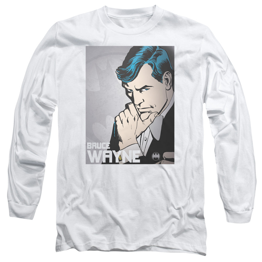 Dc Bruce Wayne Mens Long Sleeve Shirt White Officially Licensed