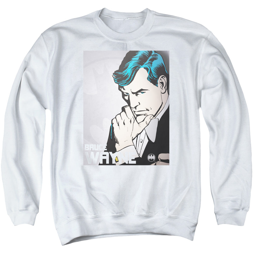 Dc Bruce Wayne Mens Crewneck Sweatshirt White