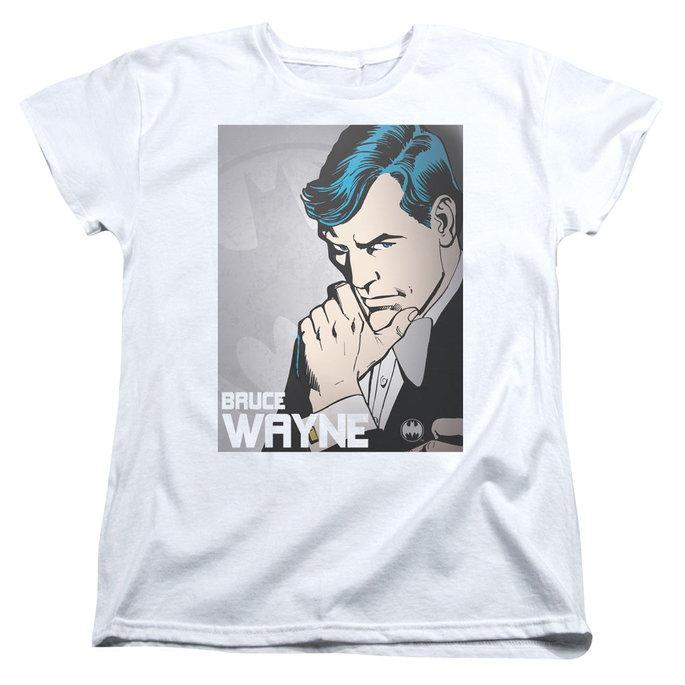 DC Comics Bruce Wayne Womens T Shirt White Officially Licensed