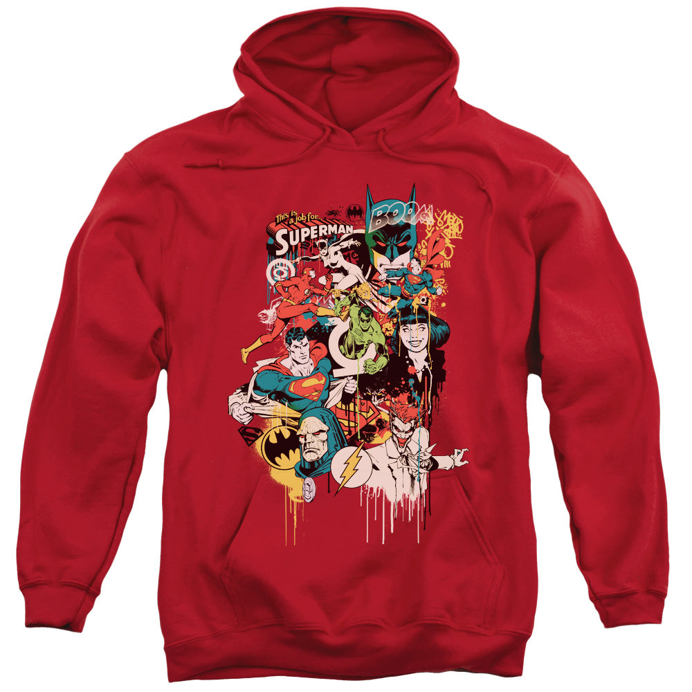 DC Comics Dripping Characters Mens Hoodie Red Officially Licensed