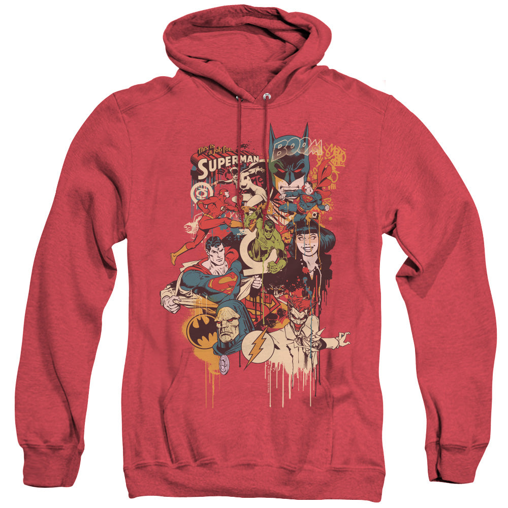Dc Dripping Characters Mens Heather Hoodie Red Officially Licensed