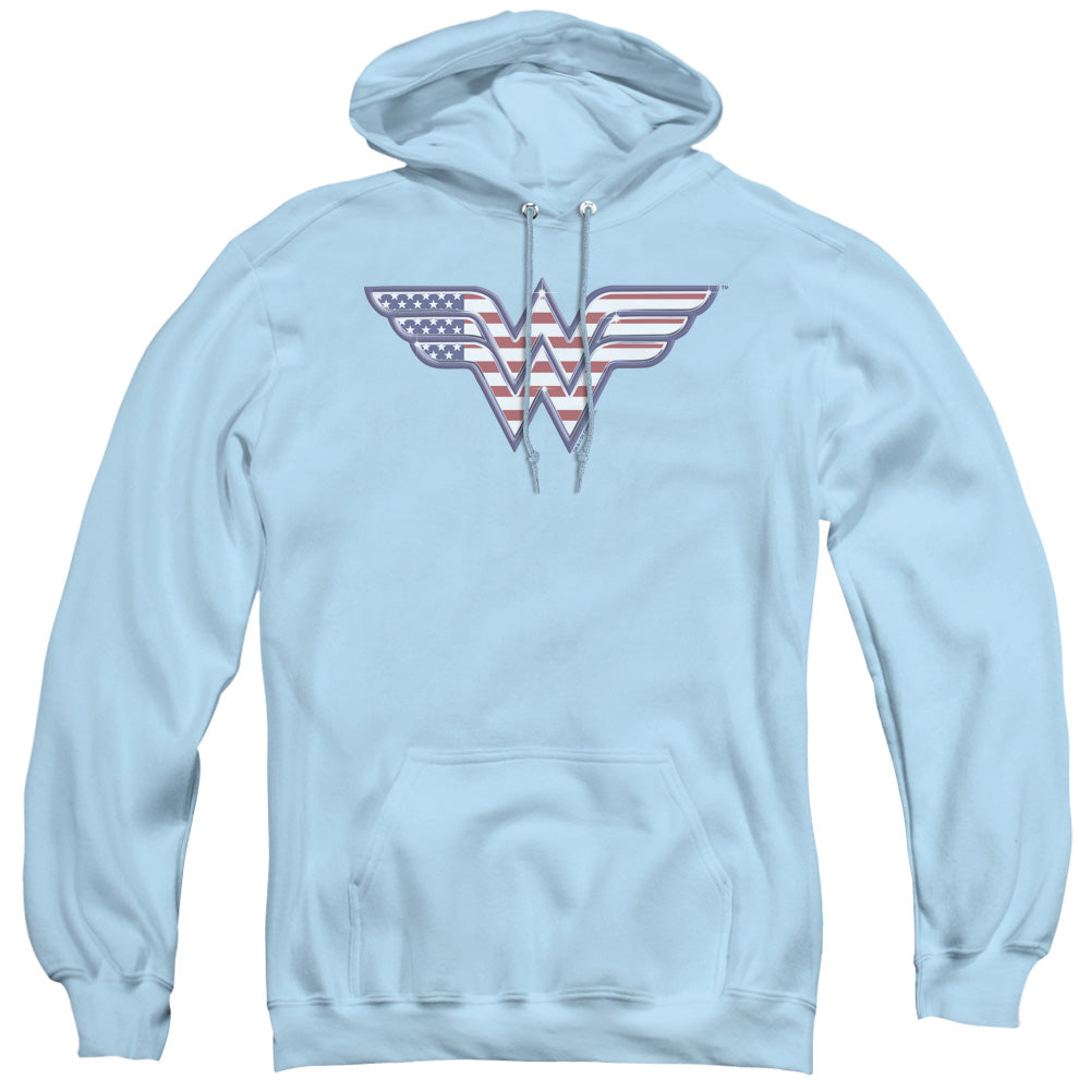 DC Comics Red,white & Blue Mens Hoodie Light Blue Officially Licensed