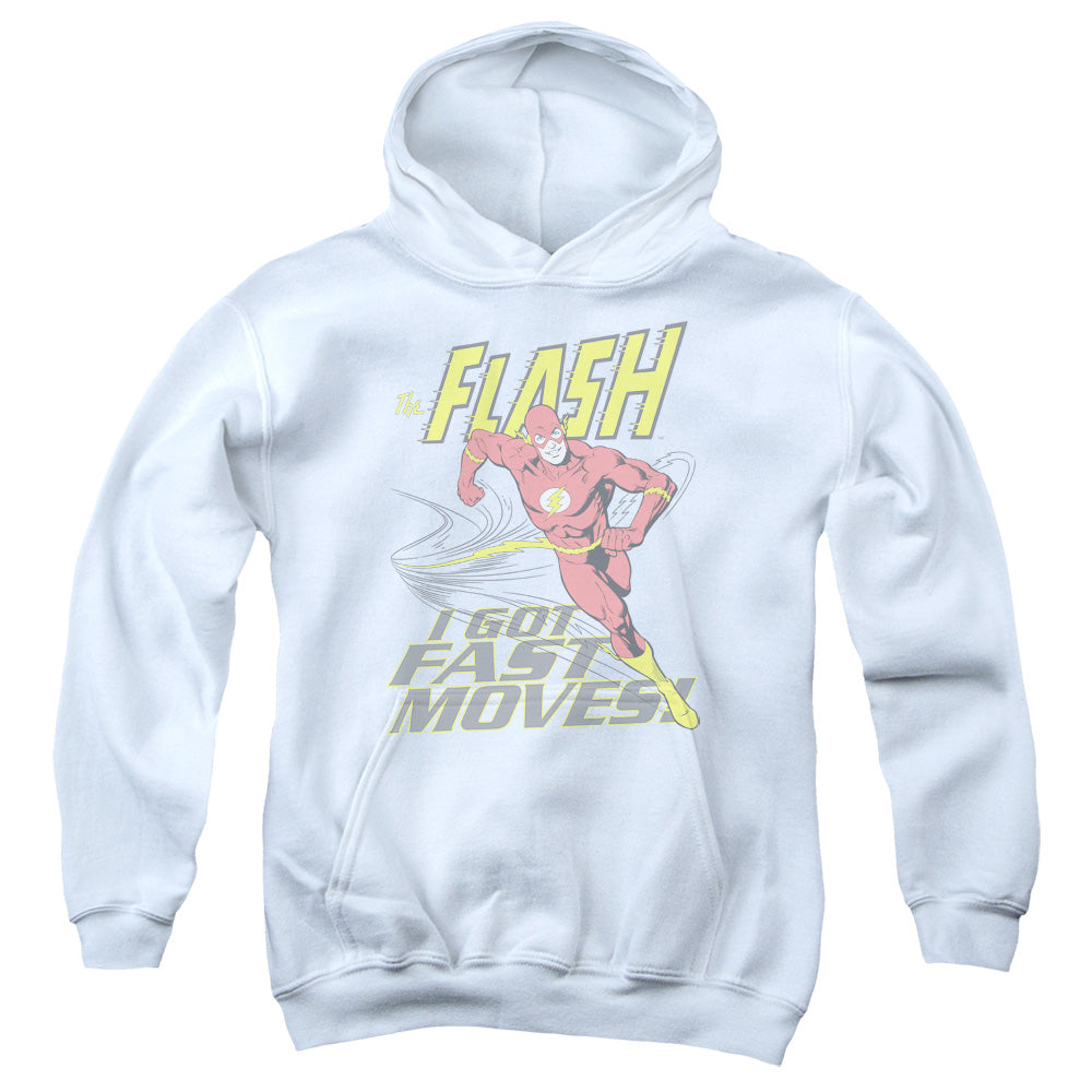 DC Comics Flash Fast Moves Kids Youth Hoodie White Officially Licensed