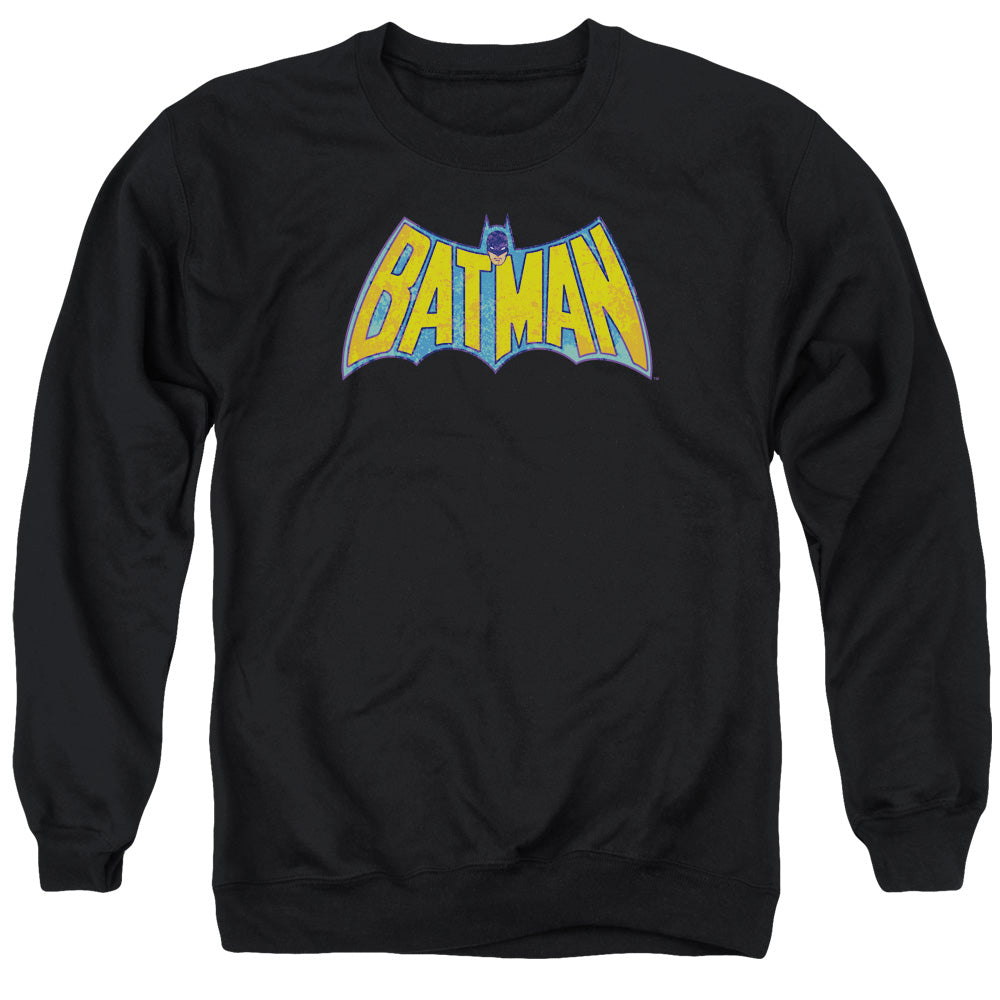 Dco Batman Neon Distress Logo Mens Crewneck Sweatshirt Black