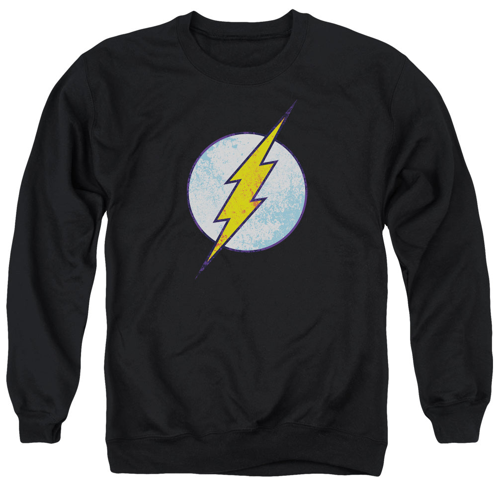 Dc Flash Flash Neon Distress Logo Mens Crewneck Sweatshirt Black Officially Licensed