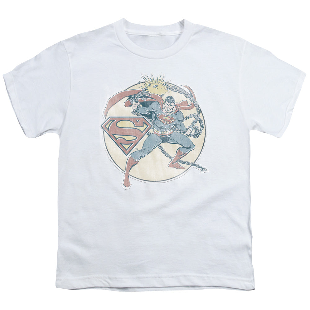 DC Comics Retro Superman Iron on Kids Youth T Shirt White Officially Licensed