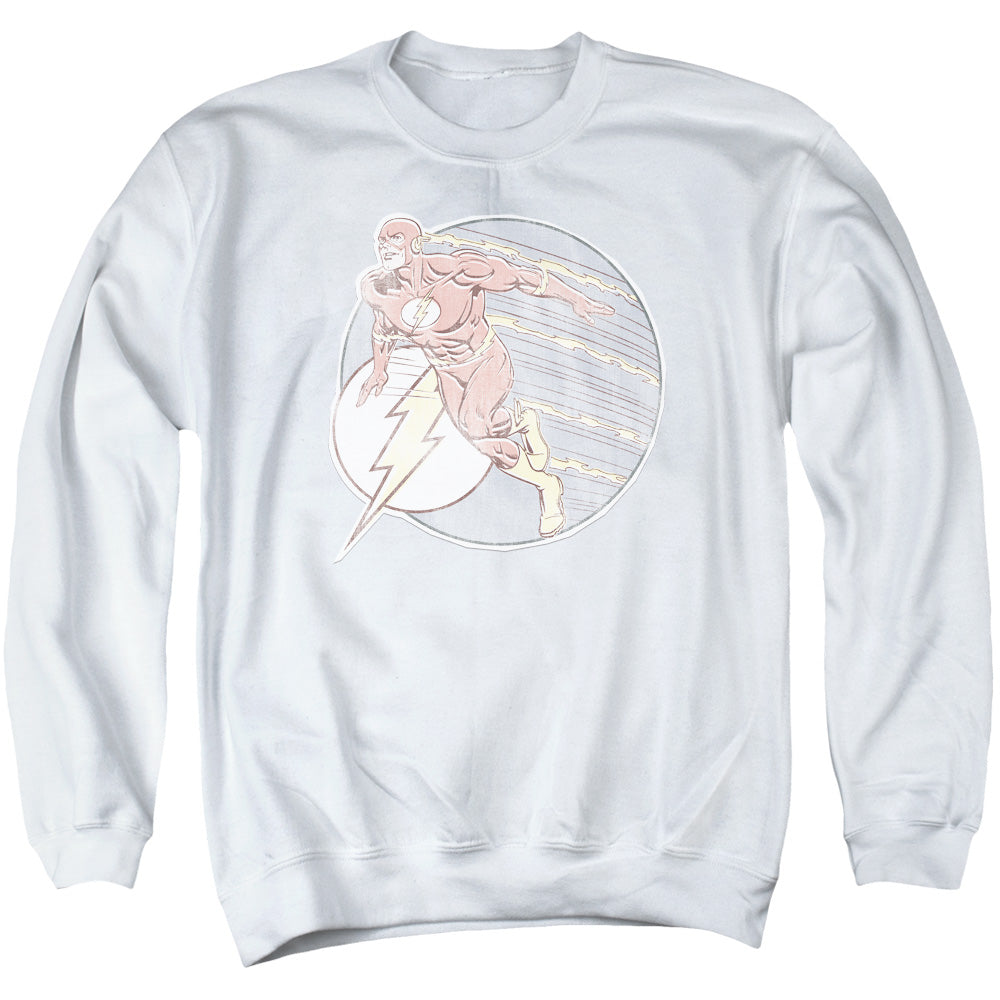 DC Comics Flash Retro Flash Iron on Mens Crewneck Sweatshirt White Officially Licensed