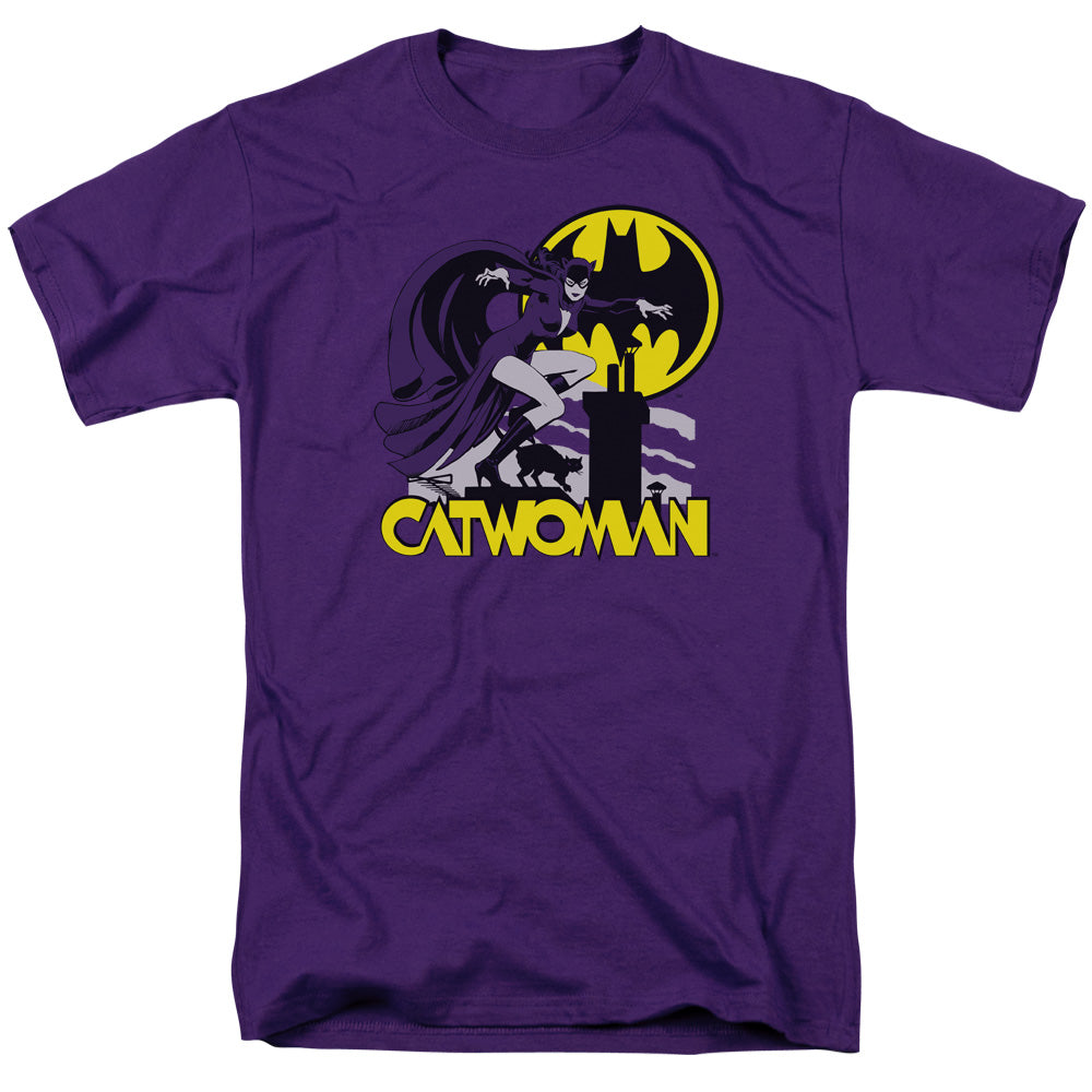 DC Comics Rooftop Cat Mens T Shirt Purple Officially Licensed