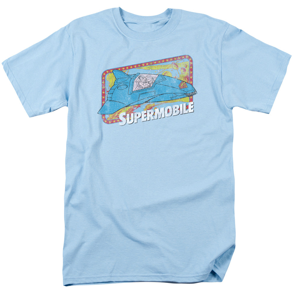 DC Comics Supermobile Mens T Shirt Light Blue Officially Licensed