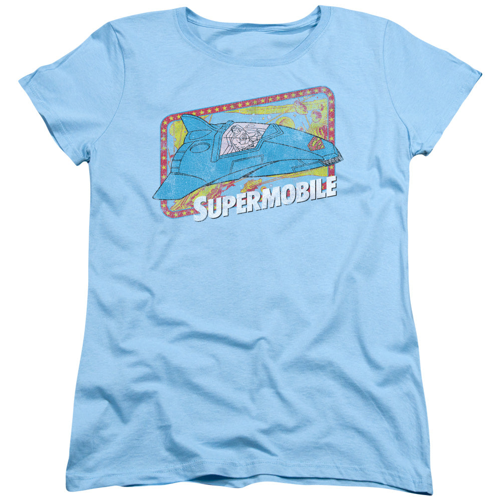 DC Comics Supermobile Womens T Shirt Light Blue Officially Licensed