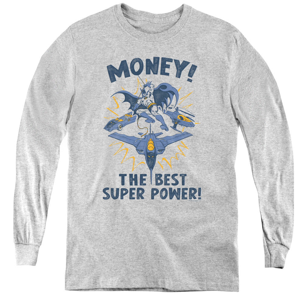 DC Comics Money Long Sleeve Kids Youth T Shirt Athletic Heather Officially Licensed