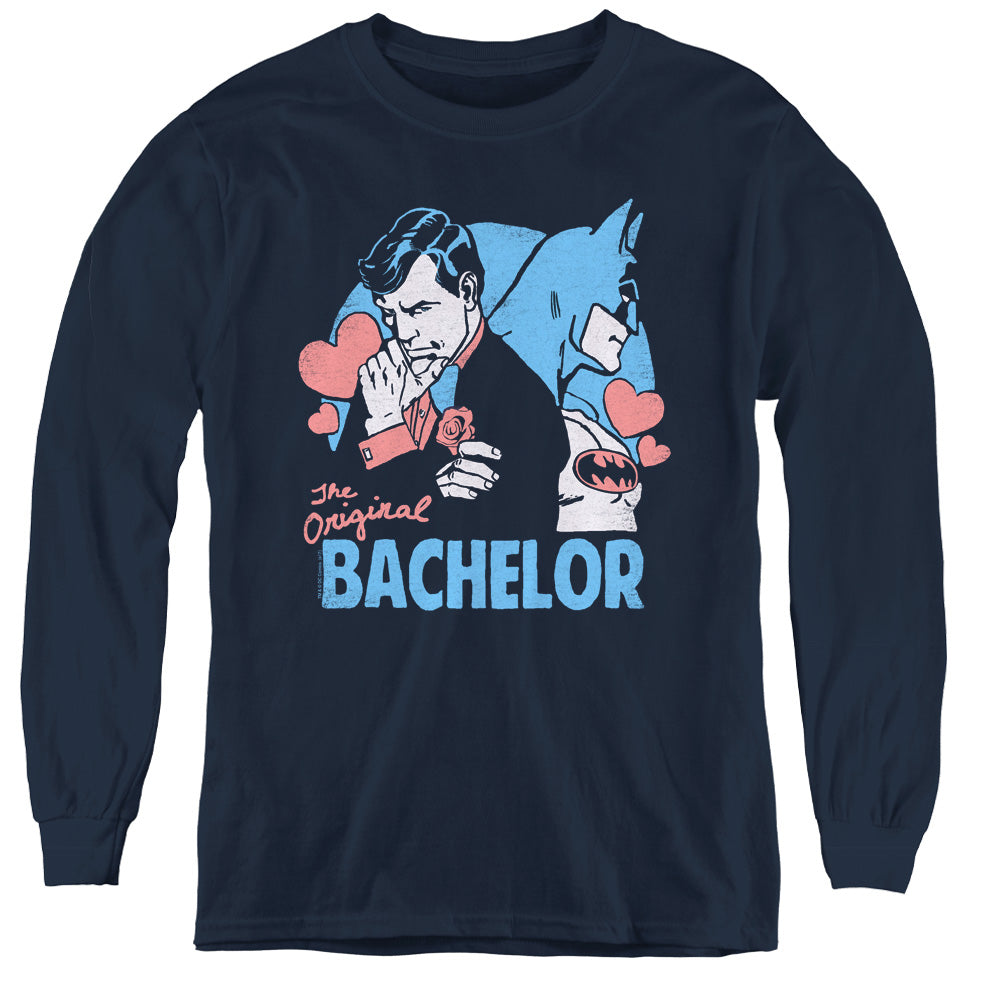 DC Comics Bachelor Long Sleeve Kids Youth T Shirt Navy Blue Officially Licensed