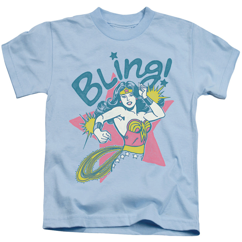 DC Comics Bling Juvenile Kids Youth T Shirt Light Blue Officially Licensed