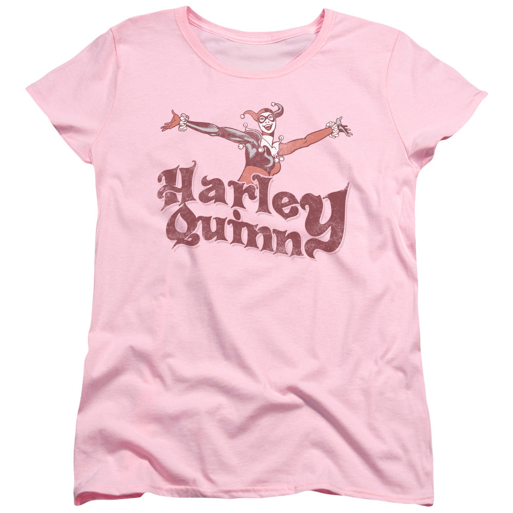 DC Comics Harley Hop Vintage Womens T Shirt Pink Officially Licensed