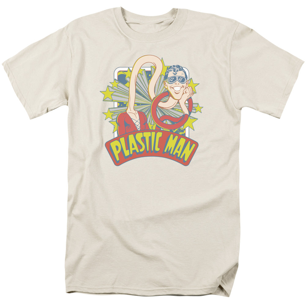 DC Comics Plastic Man Stars Mens T Shirt Cream Officially Licensed