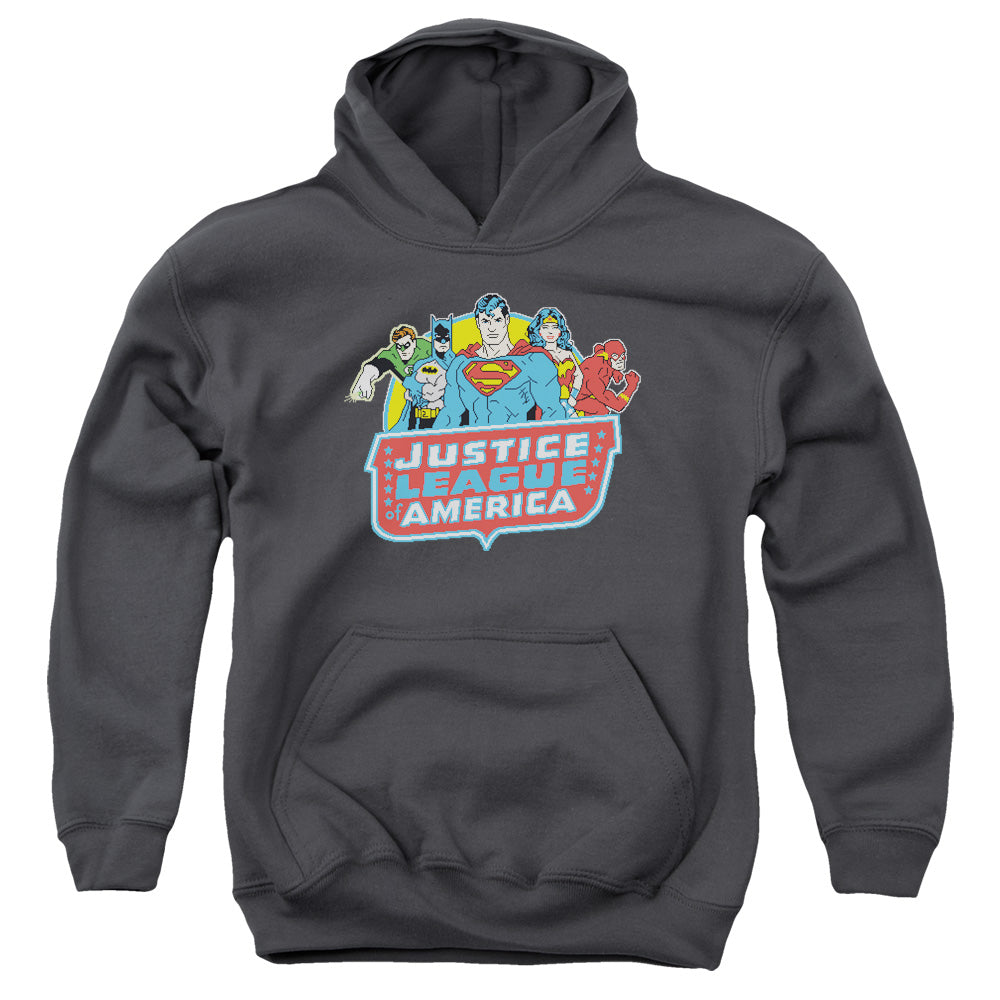 DC Comics 8 Bit League Kids Youth Hoodie Charcoal Officially Licensed