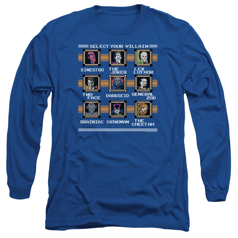 DC Comics Stage Select Mens Long Sleeve Shirt Royal Blue Officially Licensed