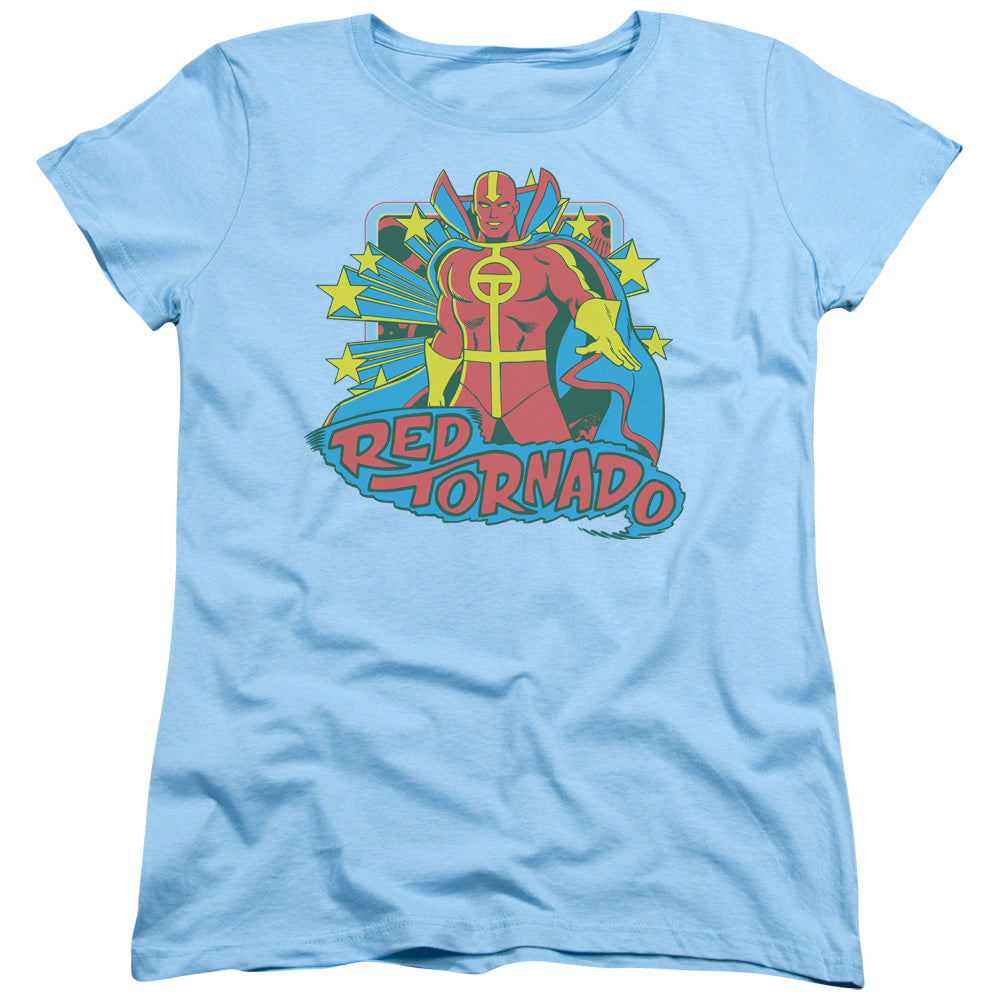DC Comics Red Tornado Stars Womens T Shirt Light Blue Officially Licensed